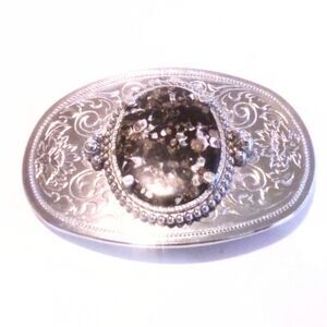 Vintage Men's Silver Tone Western Belt Buckle